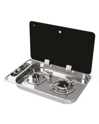 Plaque de cuisson encastrable - avec couvercle - 2 feux