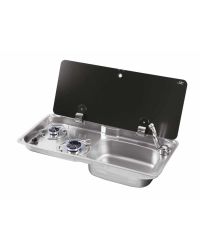 Plaque de cuisson et évier - avec 2 couvercles - 2 bruleurs