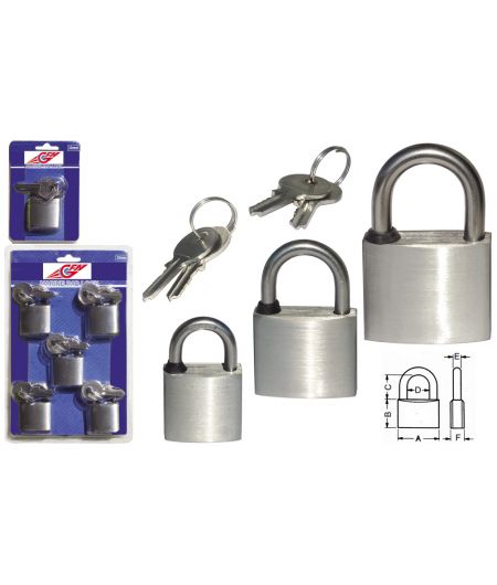 Cadenas tout inox - 50 mm - En blister