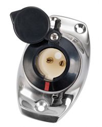 Base inox angulaire à encastrer 2 contacts blanc