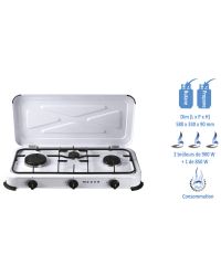 RECHAUD GAZ 3 FEUX AVEC COUVERCLE MOOVE