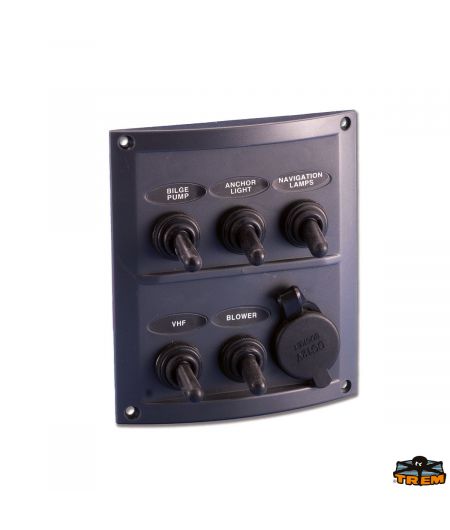 Electrical panel serie Pilot 5 switches + cigarette lighter black color
