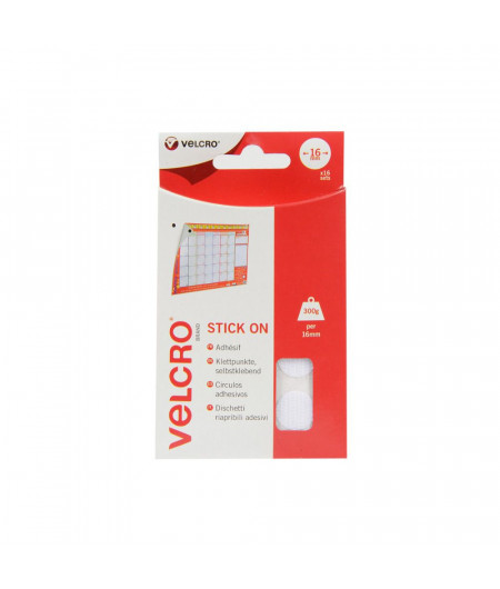 VELCRO® Pastille adhésive auto-agrippante blanc Ø16mm (x16)