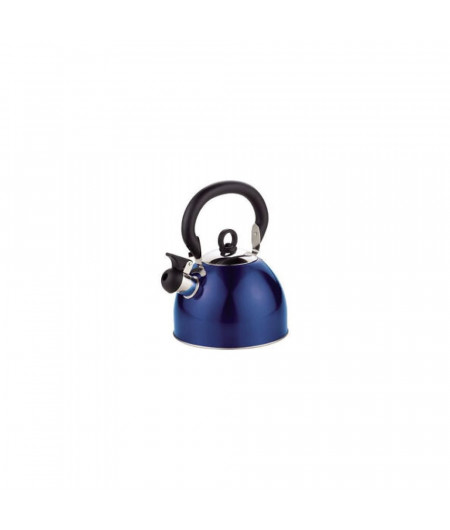 Bouilloire inox à sifflet métallisée bleu 2,5 L