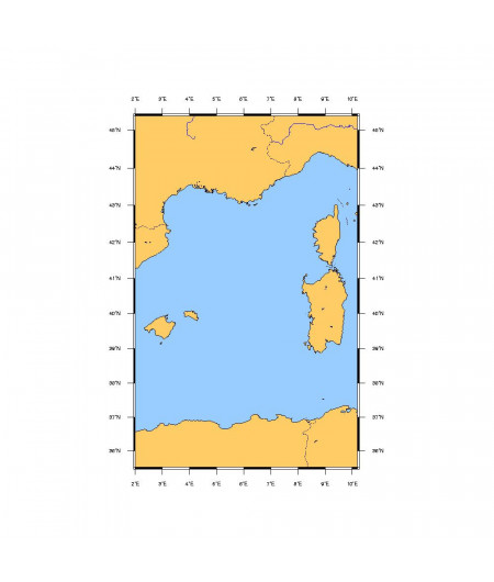 SHOM 7014 à plat îles Baléares à la Corse et à la Sardaigne