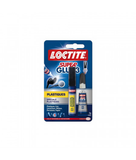 LOCTITE Super Glue-3 spéciale plastique : kit colle 2g + 4ml