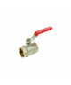 Vanne F/F laiton levier inox plat rouge 1/2" PN40