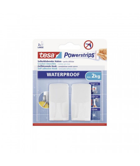 TESA Crochets Rectangulaire plastique Waterproof (X2)