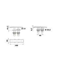 OSCULATI Taquet escamotable en inox 160mm