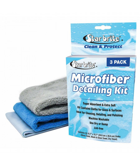 STAR BRITE kit de 3 microfibres pour surfaces vitrées 40x40c