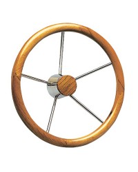 Barre à roue - Couronne en teck - 5 branches inox - Ø 350 mm