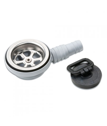 Bonde latérale 90° inox - grille Ø 70 mm - Ø 20 & 25 mm