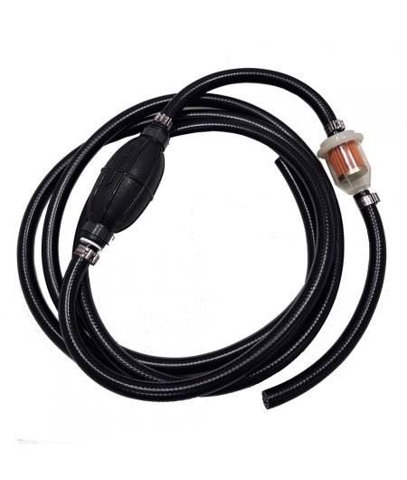 Tuyau carburant essence avec poire et filtre - 2 mètres - Blister de 1