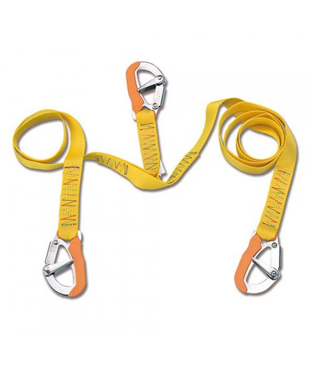 Longe double sécurité - 3 mousquetons - 2 mètres + 1 mètre