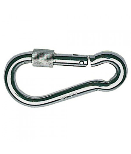 Mousqueton avec bague de fermeture à visser - inox - 100 mm