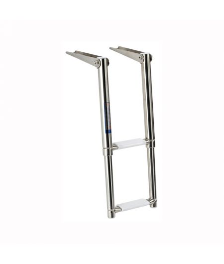 Echelle inox télescopique de plate-forme étroite 2 marches blanches